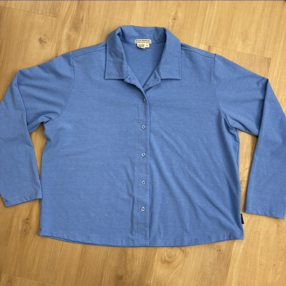 Royal Robbins Womens Polo Long Sleeve XL Blue Polyester Lycra Spandex‎ RN 54226